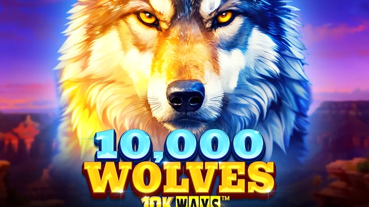 Tampilan visual slot 10,000 Wolves 10K Ways dengan tema alam liar