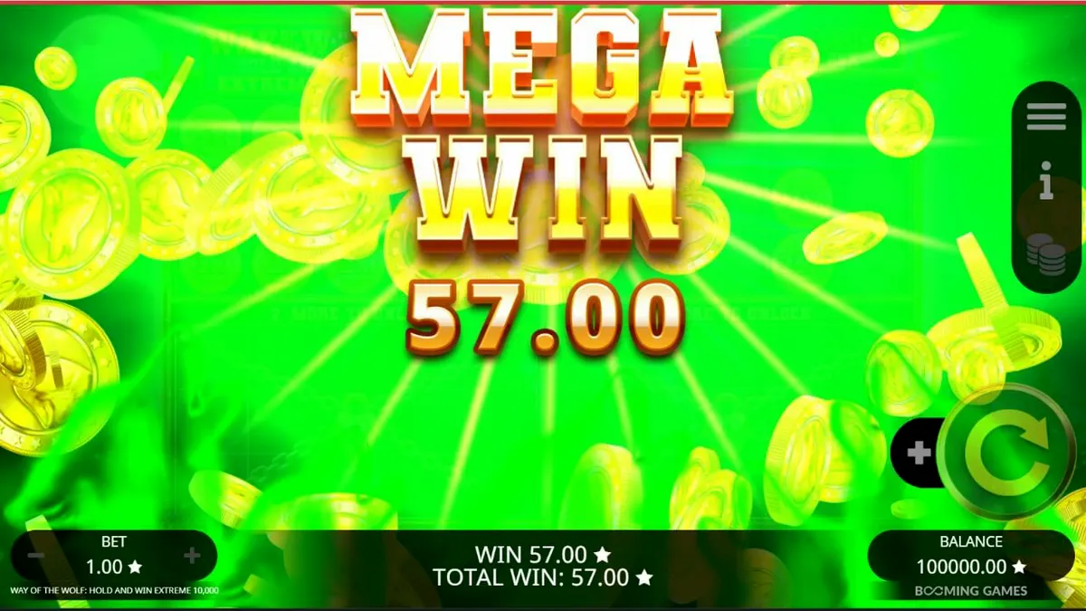 Way of the Wolf Hold and Win Extreme 10,000 slot machine interface